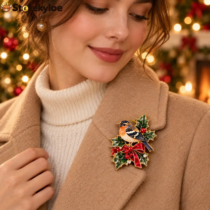 🎄✨Festive Bird & Holly Christmas Brooch 🎄✨ - 1