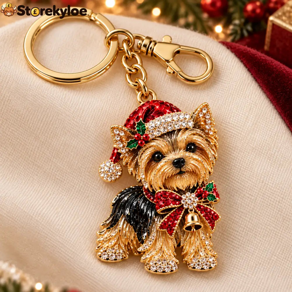 🎄 Festive Pup Christmas Keyring Collection - Brown