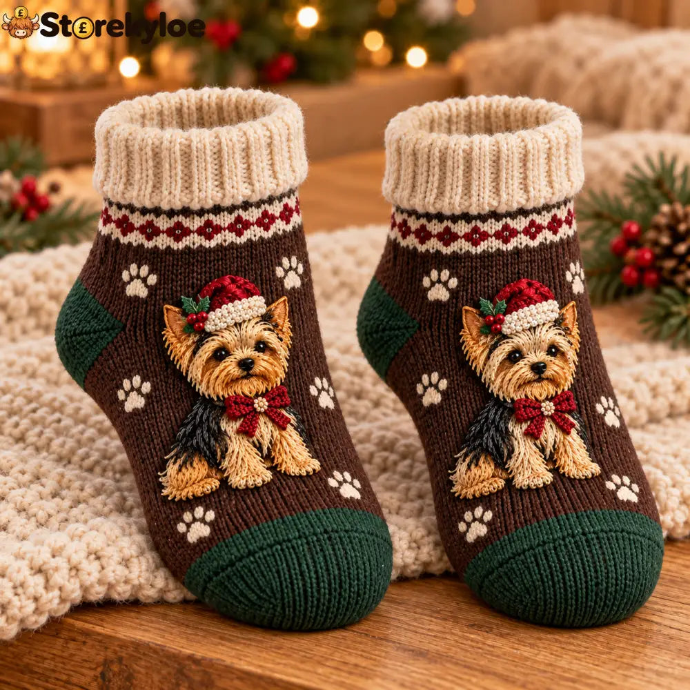 🎄 FESTIVE PUP CHRISTMAS KNITTED SOCKS COLLECTION - C