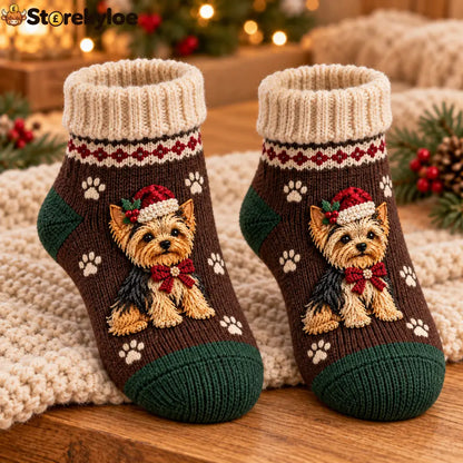 🎄 FESTIVE PUP CHRISTMAS KNITTED SOCKS COLLECTION - C