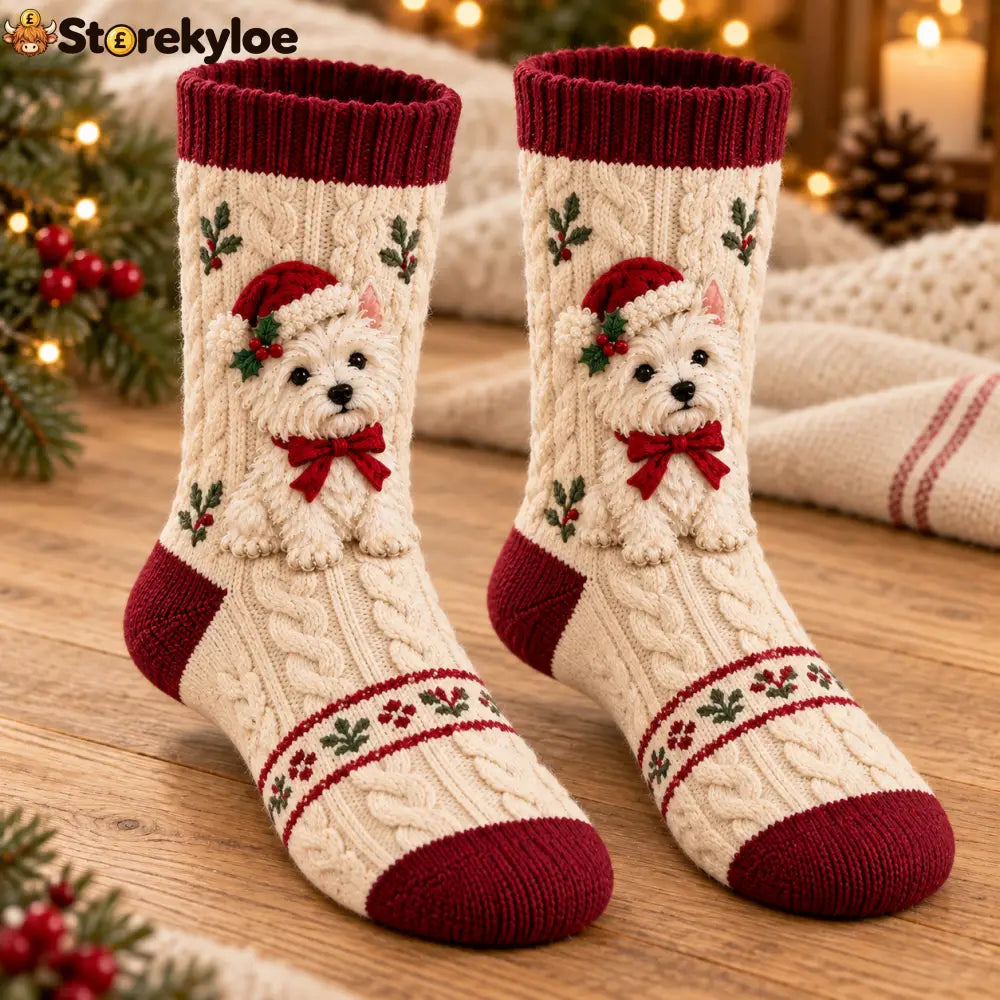 🎄 FESTIVE PUP CHRISTMAS KNITTED SOCKS COLLECTION - D