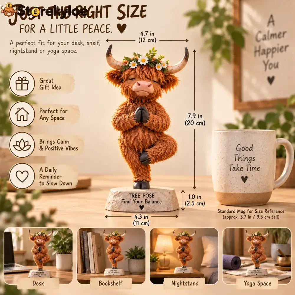 🧘 Find Your Balance – Highland Cow Yoga Figurine - ❤Buy 1