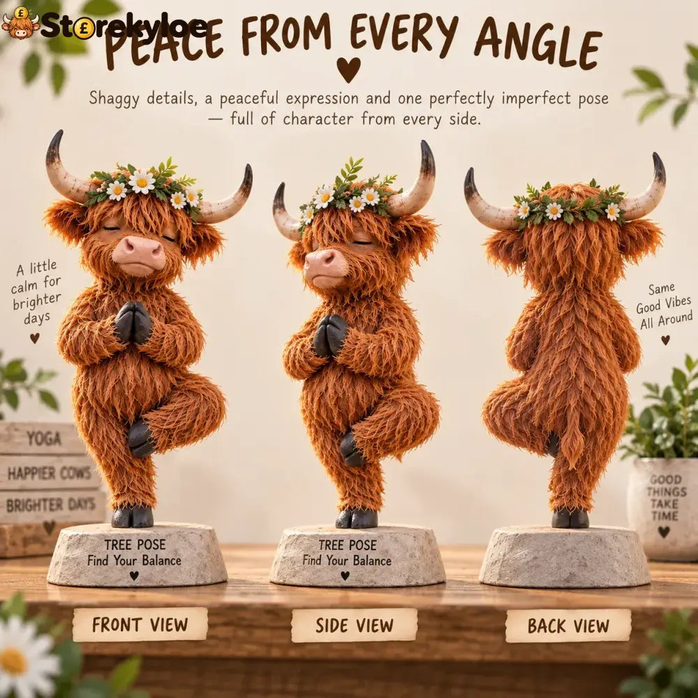 🧘 Find Your Balance – Highland Cow Yoga Figurine - ❤Buy 1