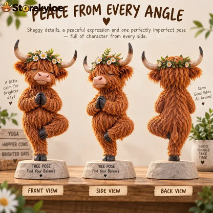 🧘 Find Your Balance – Highland Cow Yoga Figurine - ❤Buy 1