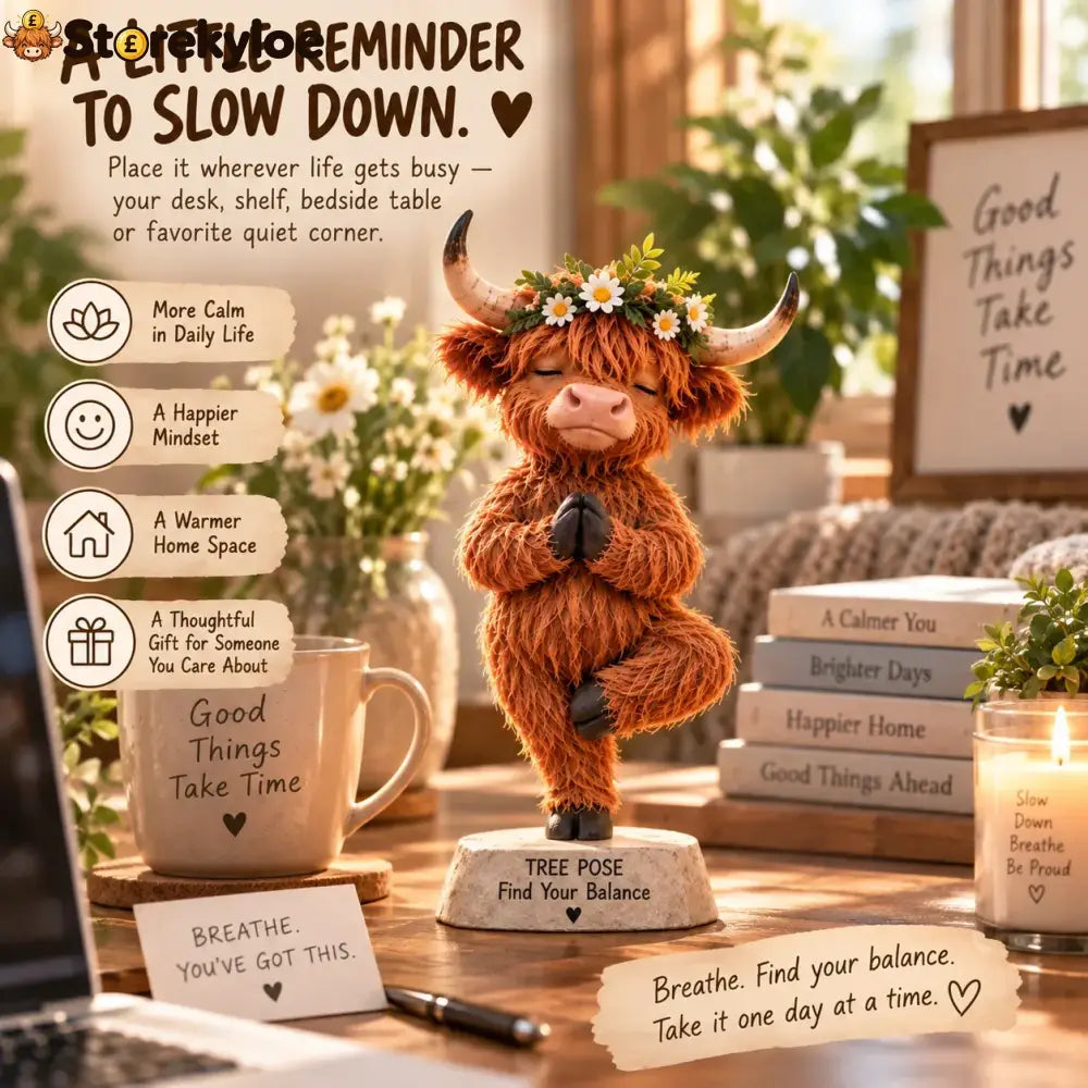 🧘 Find Your Balance – Highland Cow Yoga Figurine - ❤Buy 1