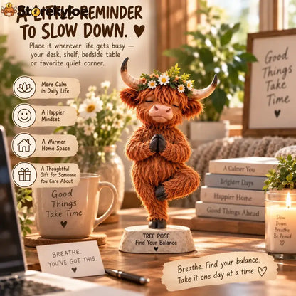 🧘 Find Your Balance – Highland Cow Yoga Figurine - ❤Buy 1