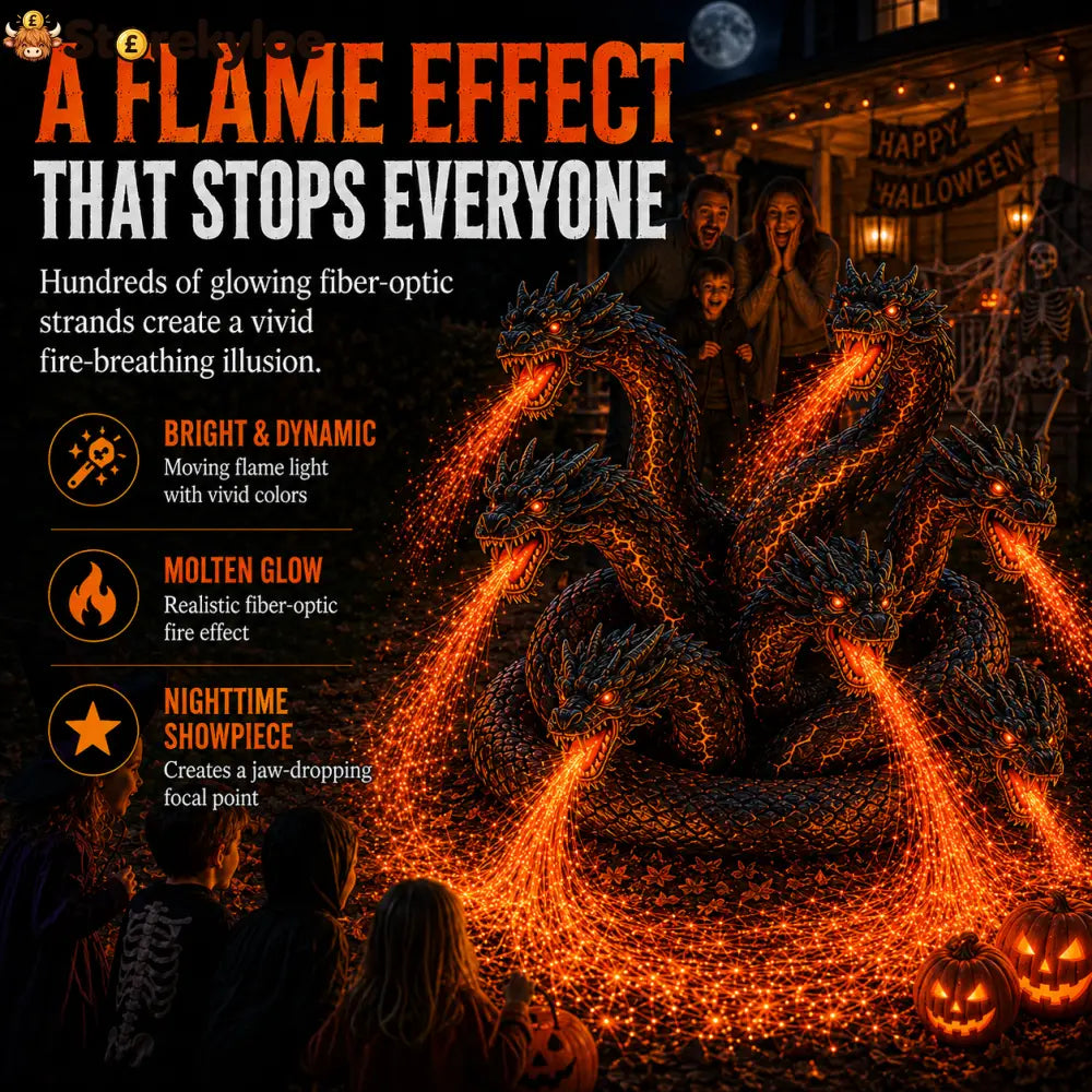 Fire-Breathing Orochi Solar Garden Light – Epic Multi-Headed Dragon Halloween Decor