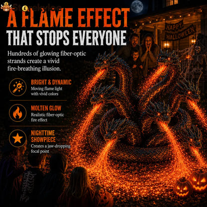 Fire-Breathing Orochi Solar Garden Light – Epic Multi-Headed Dragon Halloween Decor