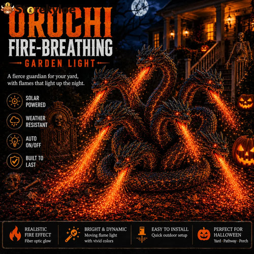 Fire-Breathing Orochi Solar Garden Light – Epic Multi-Headed Dragon Halloween Decor