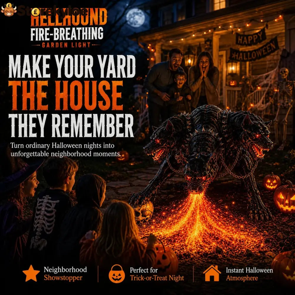 Fire-Breathing Orochi Solar Garden Light – Epic Multi-Headed Dragon Halloween Decor - Hellhound