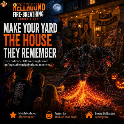 Fire-Breathing Orochi Solar Garden Light – Epic Multi-Headed Dragon Halloween Decor - Hellhound