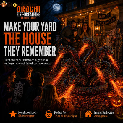 Fire-Breathing Orochi Solar Garden Light – Epic Multi-Headed Dragon Halloween Decor - Yamata no Orochi