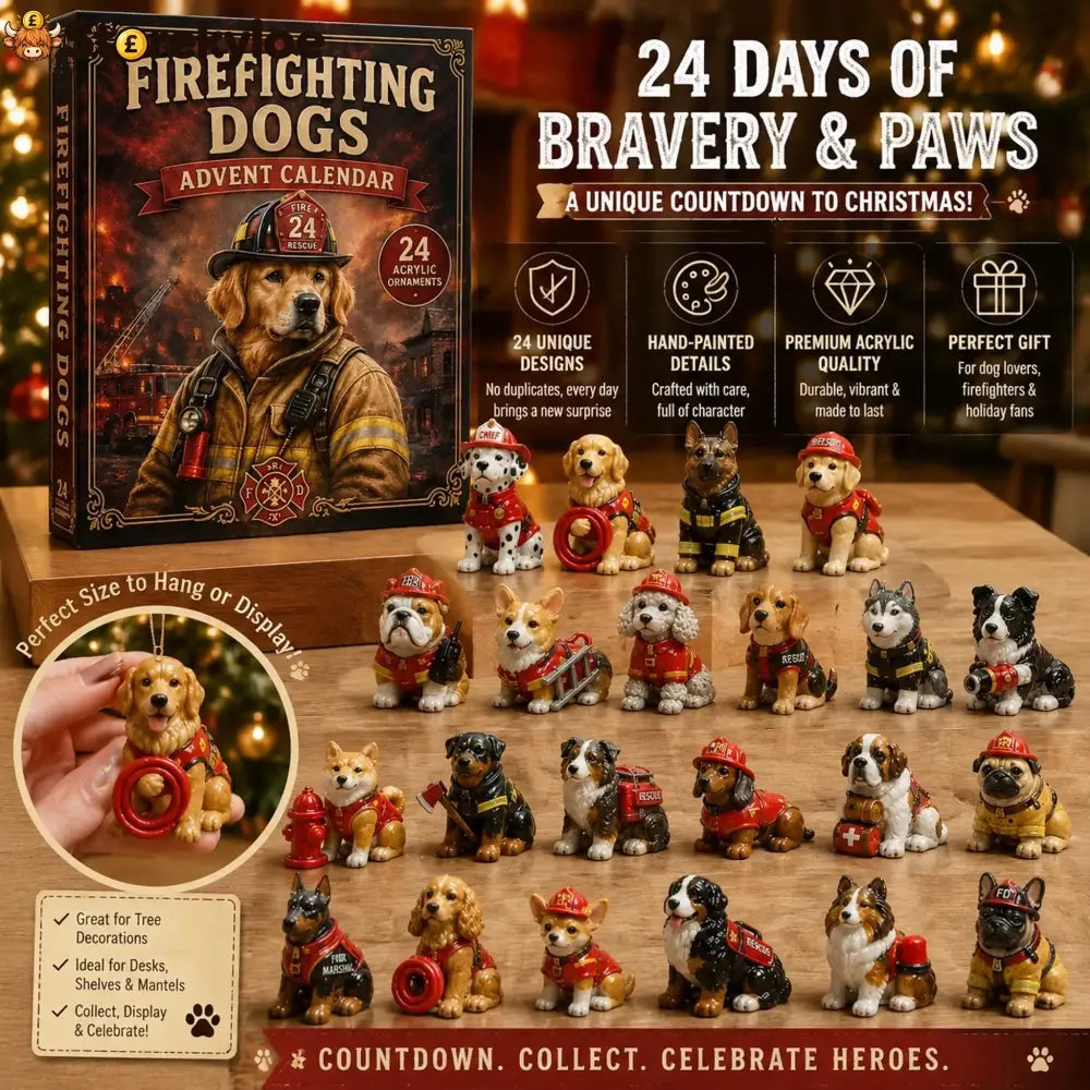 Firefighting Dogs Advent Calendar 2026 - 24-Day Festive Countdown Acrylic Charms Blind Box