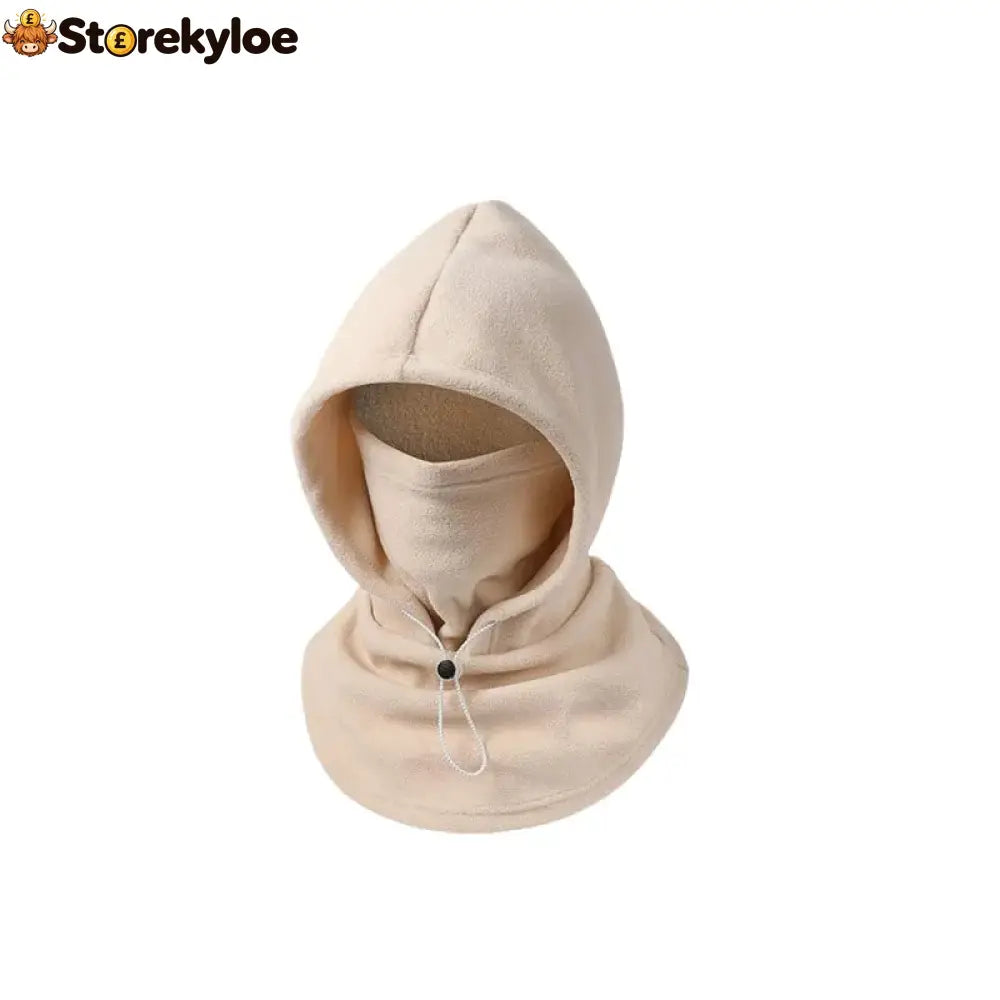 Fleece Double Layer Integrated Hat - Beige