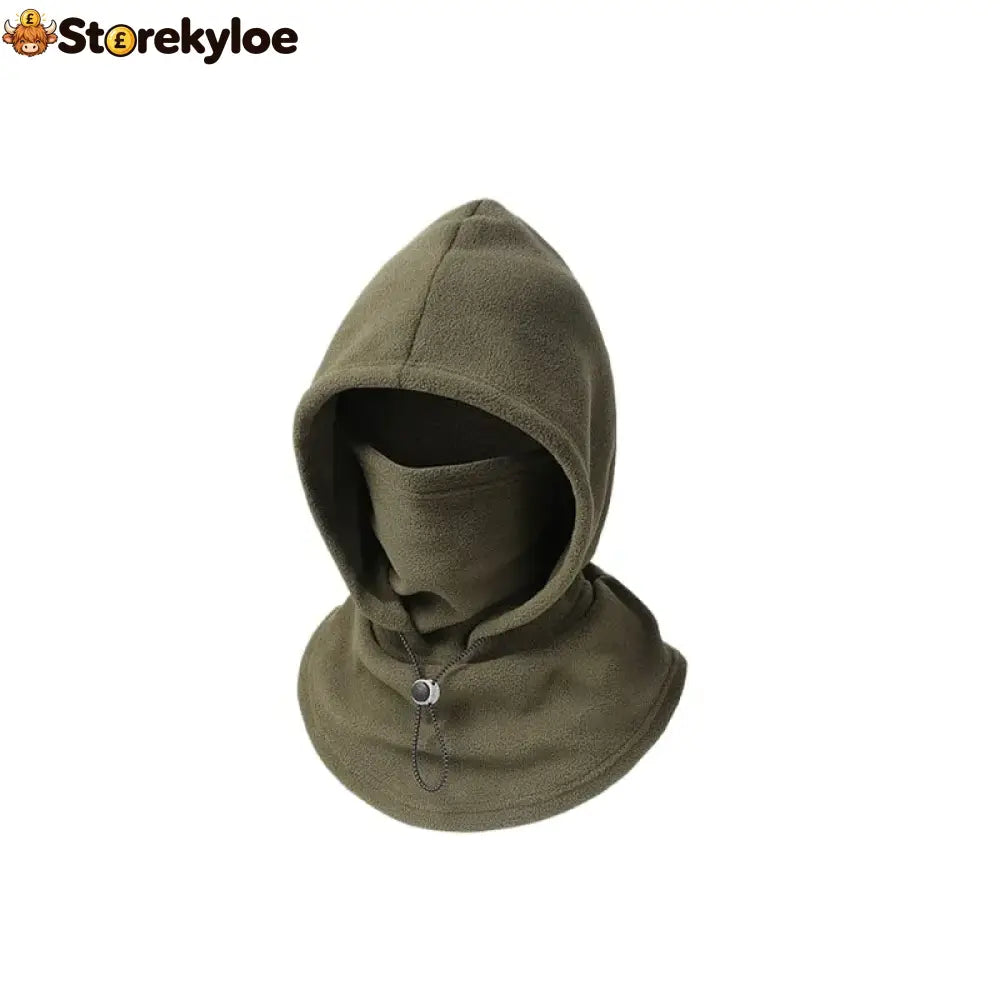 Fleece Double Layer Integrated Hat - Green