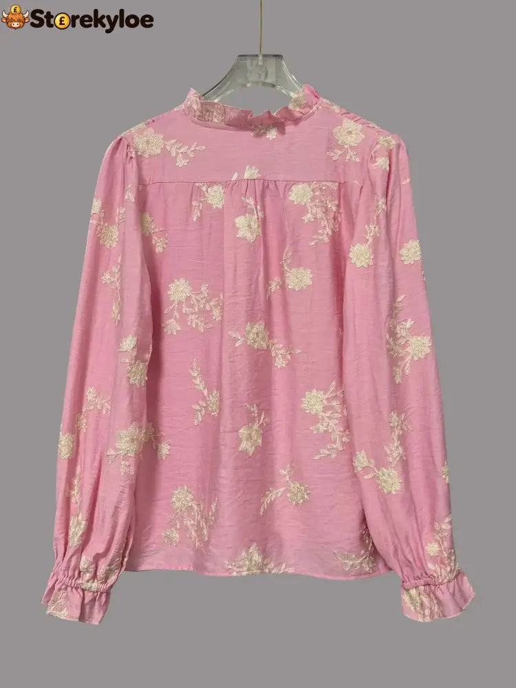 Flower Button Up Long Sleeve Shirt