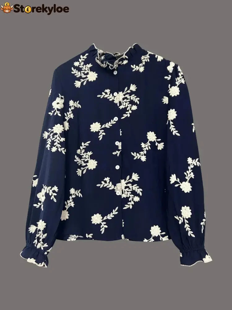 Flower Button Up Long Sleeve Shirt