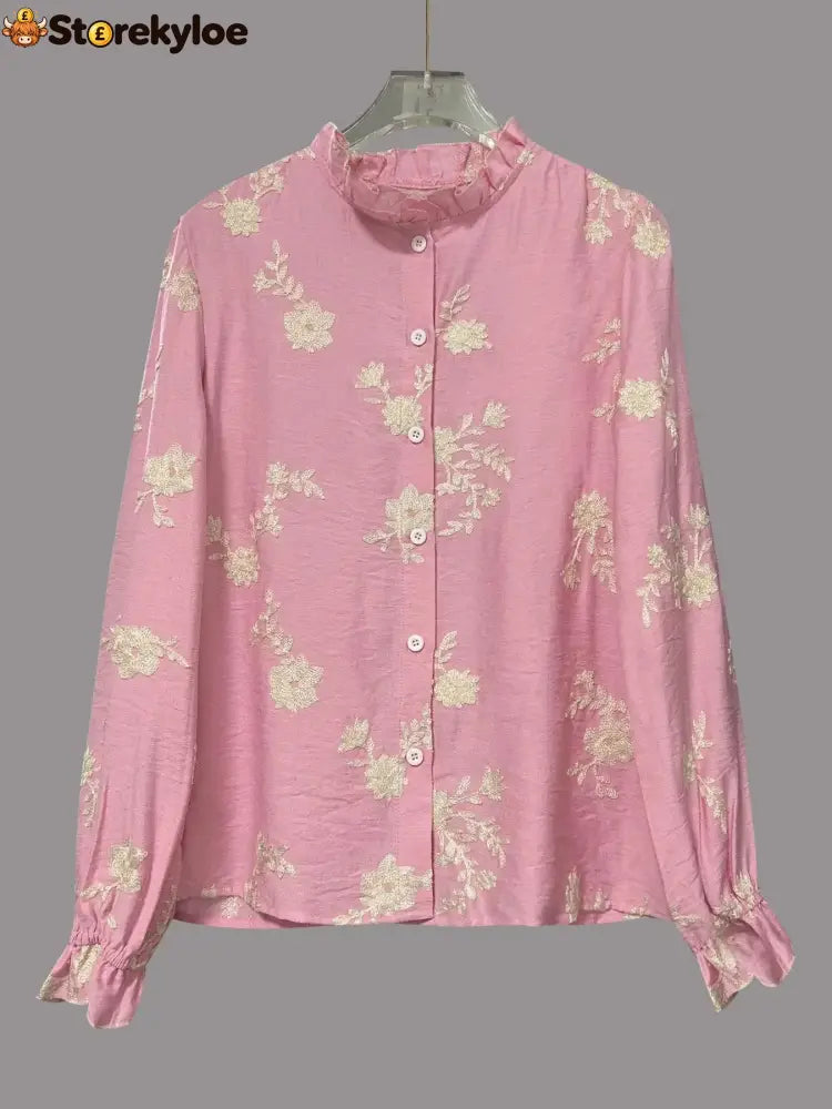 Flower Button Up Long Sleeve Shirt