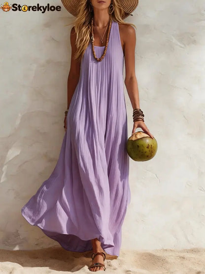 Flowy Halter Maxi Dress - Violet / S
