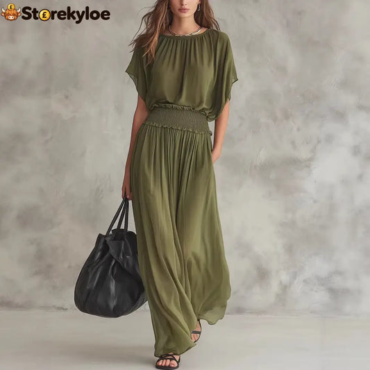Flowy Wide-Leg Smocked Waist Jumpsuit