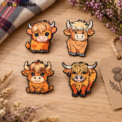 🐄fluffy Long-haired Cow Enamel Pin Cute Furry Cattle Lapel Pin Gift For Farm Animal Lovers