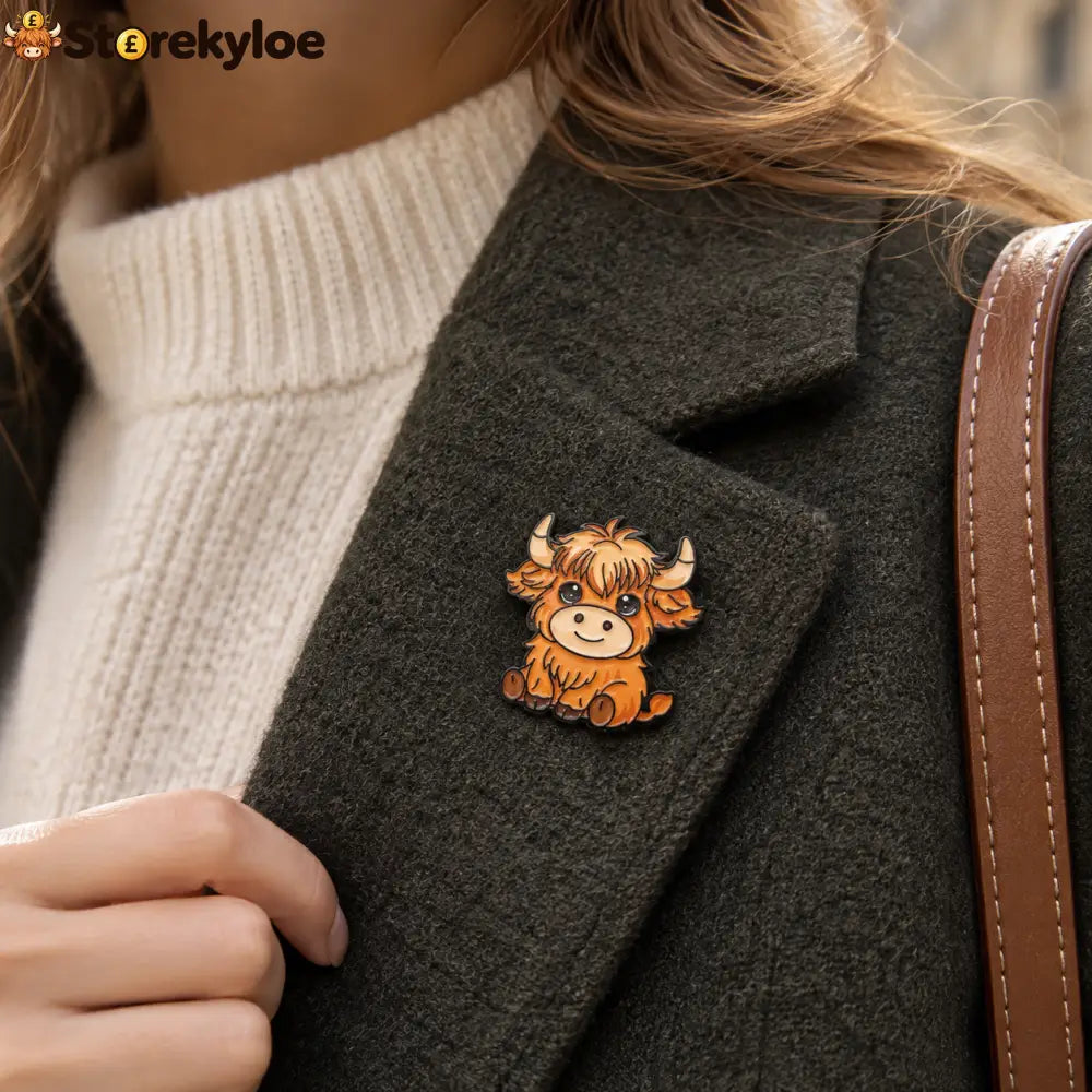 🐄fluffy Long-haired Cow Enamel Pin Cute Furry Cattle Lapel Pin Gift For Farm Animal Lovers