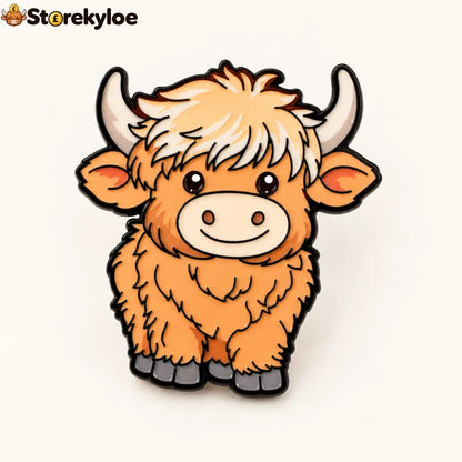 🐄fluffy Long-haired Cow Enamel Pin Cute Furry Cattle Lapel Pin Gift For Farm Animal Lovers - Happy Smiling Cow Pin