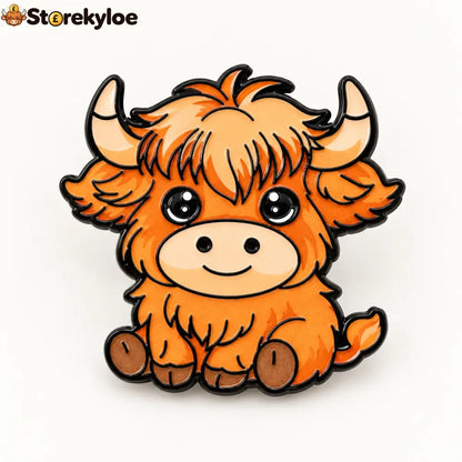 🐄fluffy Long-haired Cow Enamel Pin Cute Furry Cattle Lapel Pin Gift For Farm Animal Lovers - Cute Sitting Calf Pin