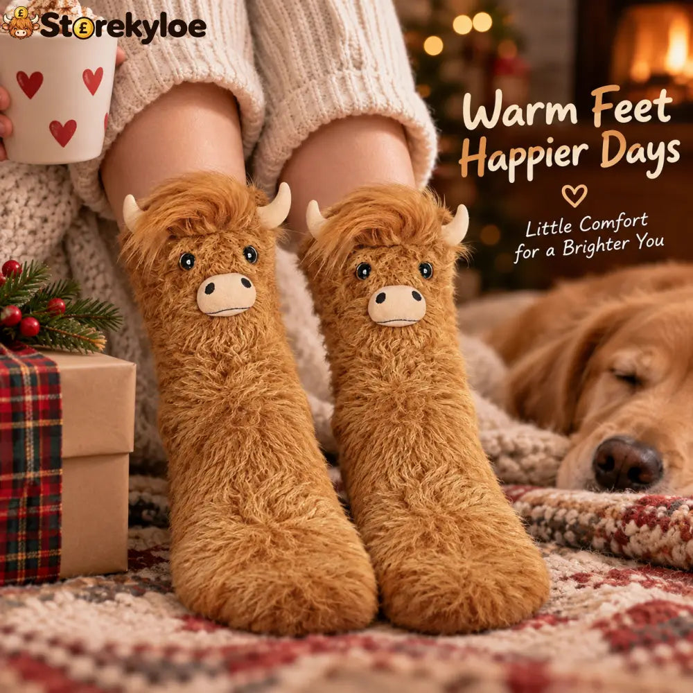 🐂fluffy Shaggy Cow Slipper Socks Cute Cozy Winter Socks For Festive Days - Socks