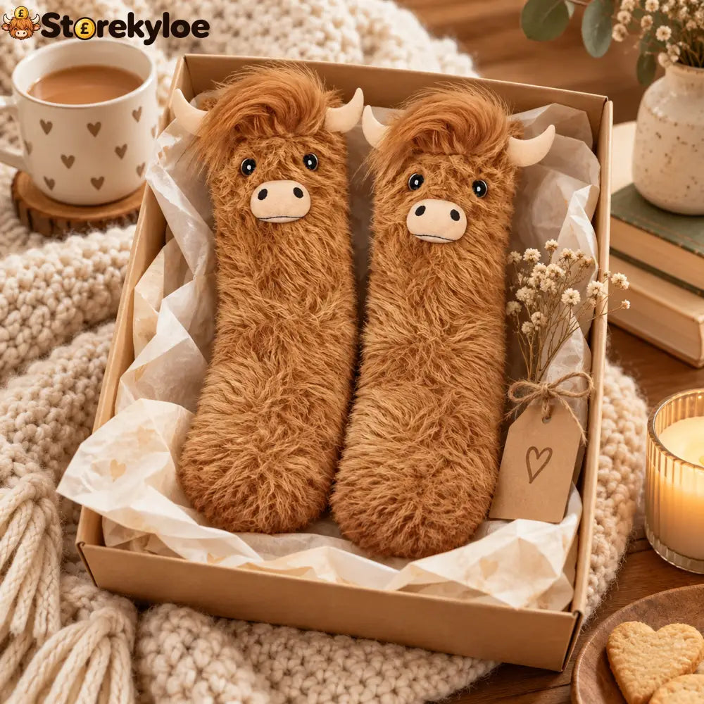 🐂fluffy Shaggy Cow Slipper Socks Cute Cozy Winter Socks For Festive Days - Socks