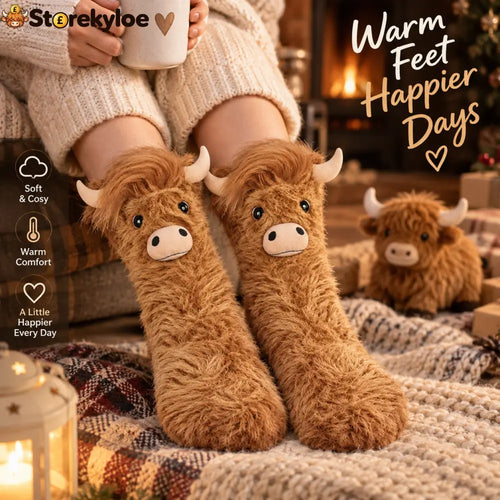 🐂fluffy Shaggy Cow Slipper Socks Cute Cozy Winter Socks For Festive Days - Socks