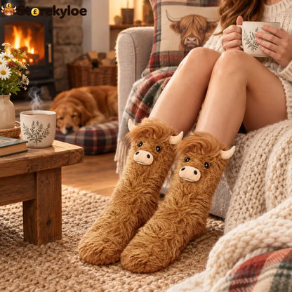 🐂fluffy Shaggy Cow Slipper Socks Cute Cozy Winter Socks For Festive Days - Socks