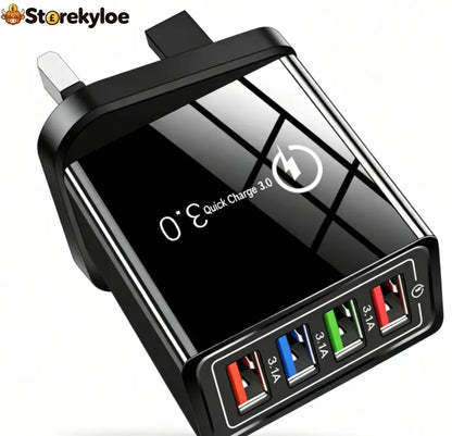 Four-Port Travel Charger for Extended Phone Battery Life