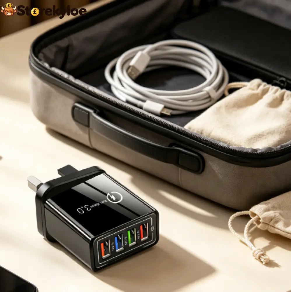 Four-Port Travel Charger for Extended Phone Battery Life