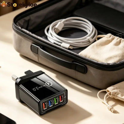 Four-Port Travel Charger for Extended Phone Battery Life