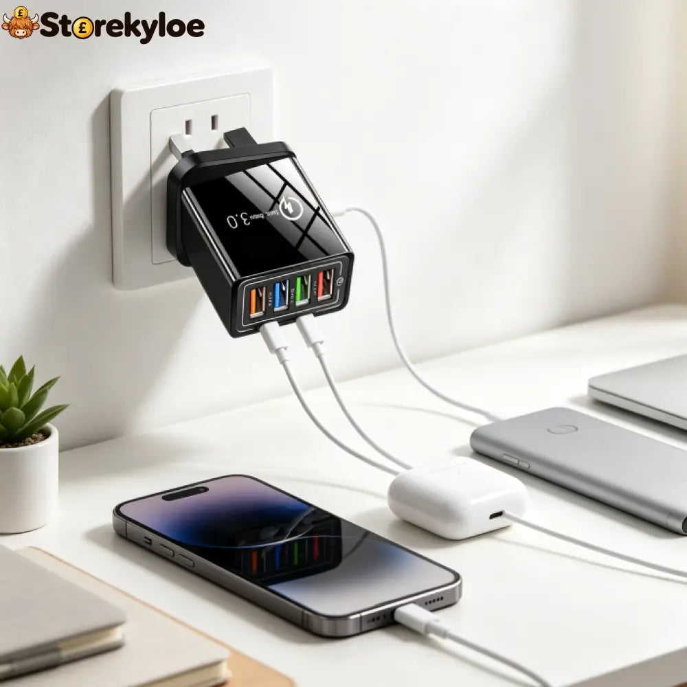 Four-Port Travel Charger for Extended Phone Battery Life