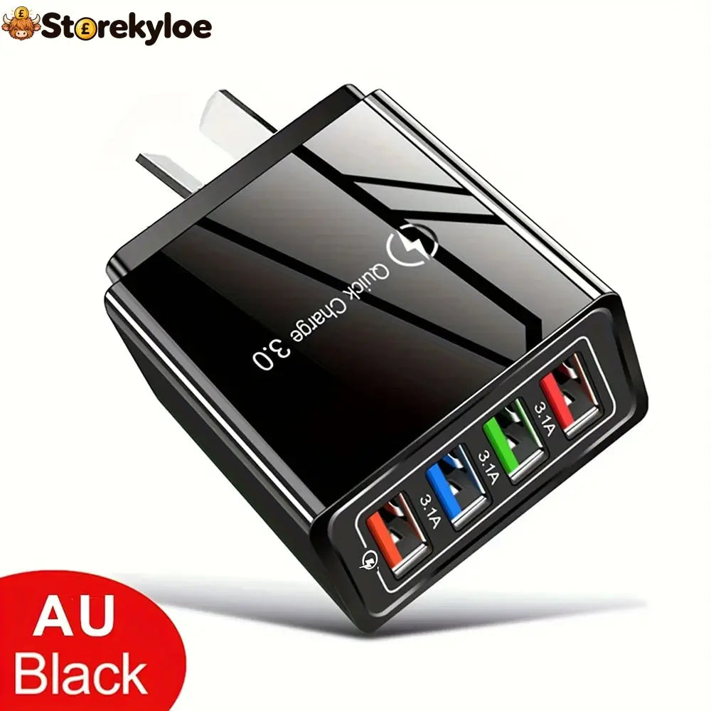 Four-Port Travel Charger for Extended Phone Battery Life - AU / BUY 1