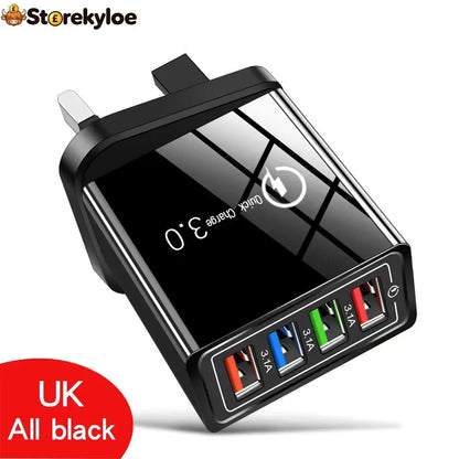 Four-Port Travel Charger for Extended Phone Battery Life - UK / BUY 1