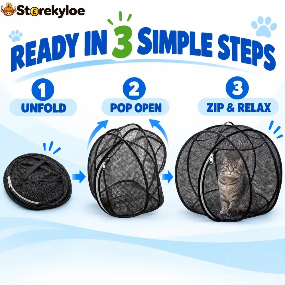 🐱🌿 Freshair Cat Haven™ – Pop-up Mesh Playpen