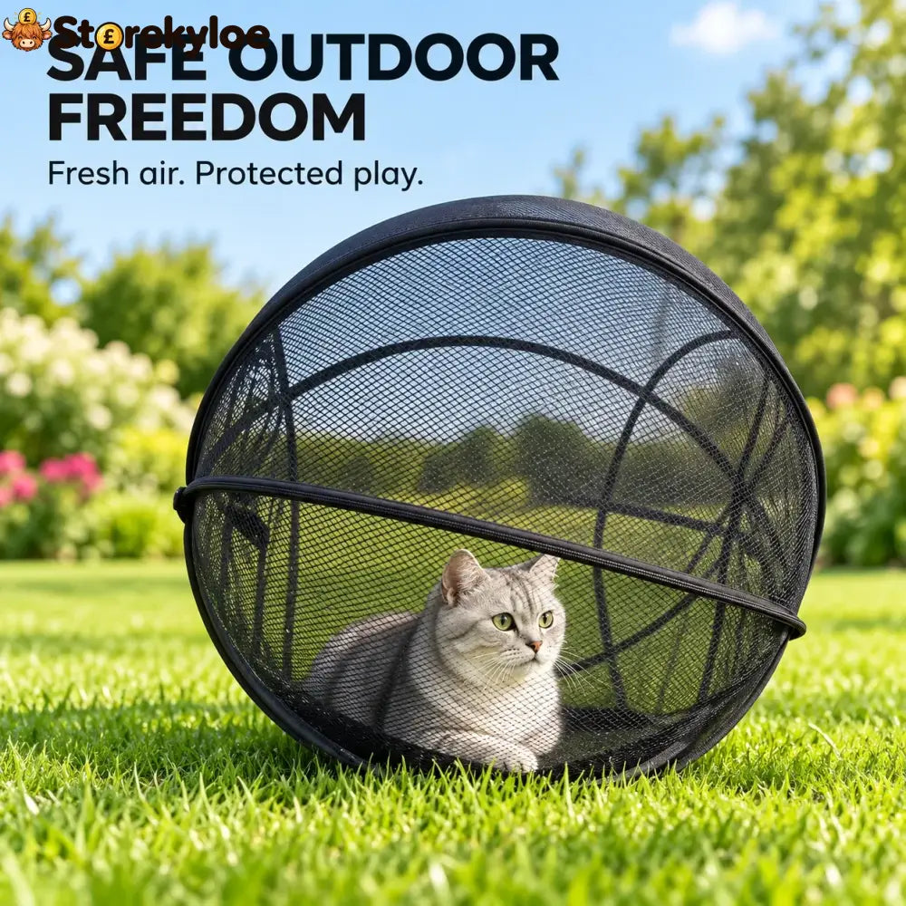 🐱🌿 Freshair Cat Haven™ – Pop-up Mesh Playpen - Black