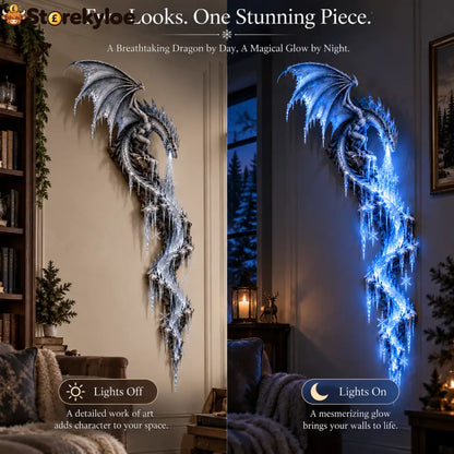 Frostbound Dragon – Illuminated 3D Wall Sculpture ❄️🐉
