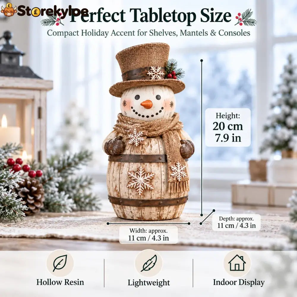 ☃️🎄 Frosted Barrel Snowman™ | Vintage Christmas Figurine