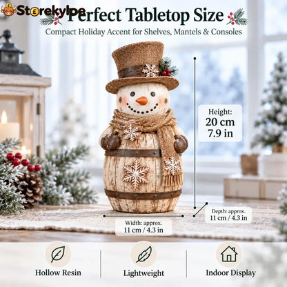 ☃️🎄 Frosted Barrel Snowman™ | Vintage Christmas Figurine