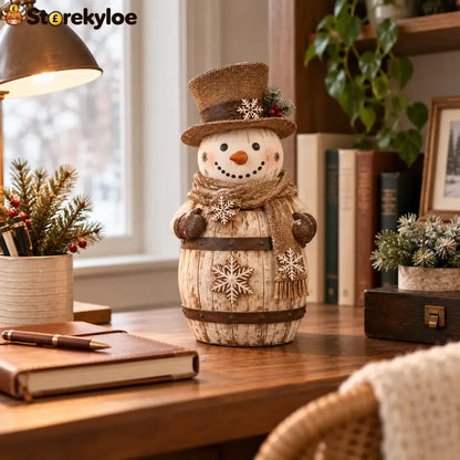 ☃️🎄 Frosted Barrel Snowman™ | Vintage Christmas Figurine
