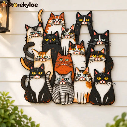 Funny Cat Family Metal Wall Decor – A Little More Catitude For Your Home 🐱 - 25cm
