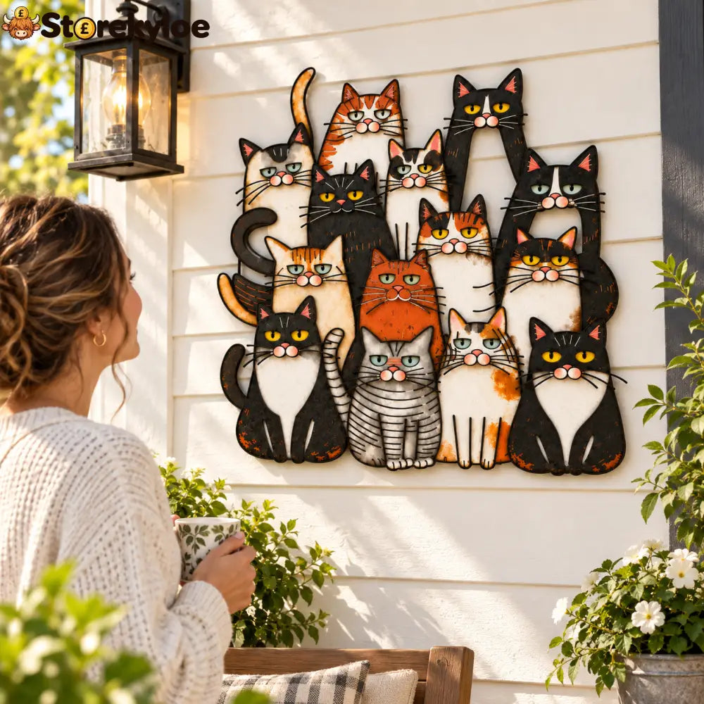 Funny Cat Family Metal Wall Decor – A Little More Catitude For Your Home 🐱