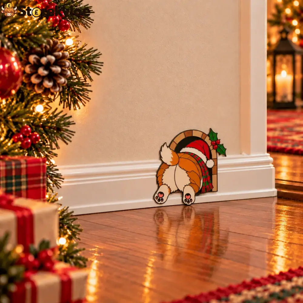 🎁Funny Christmas Baseboard Decorations – 5 Playful Holiday Designs - 🐶 Stuck Corgi
