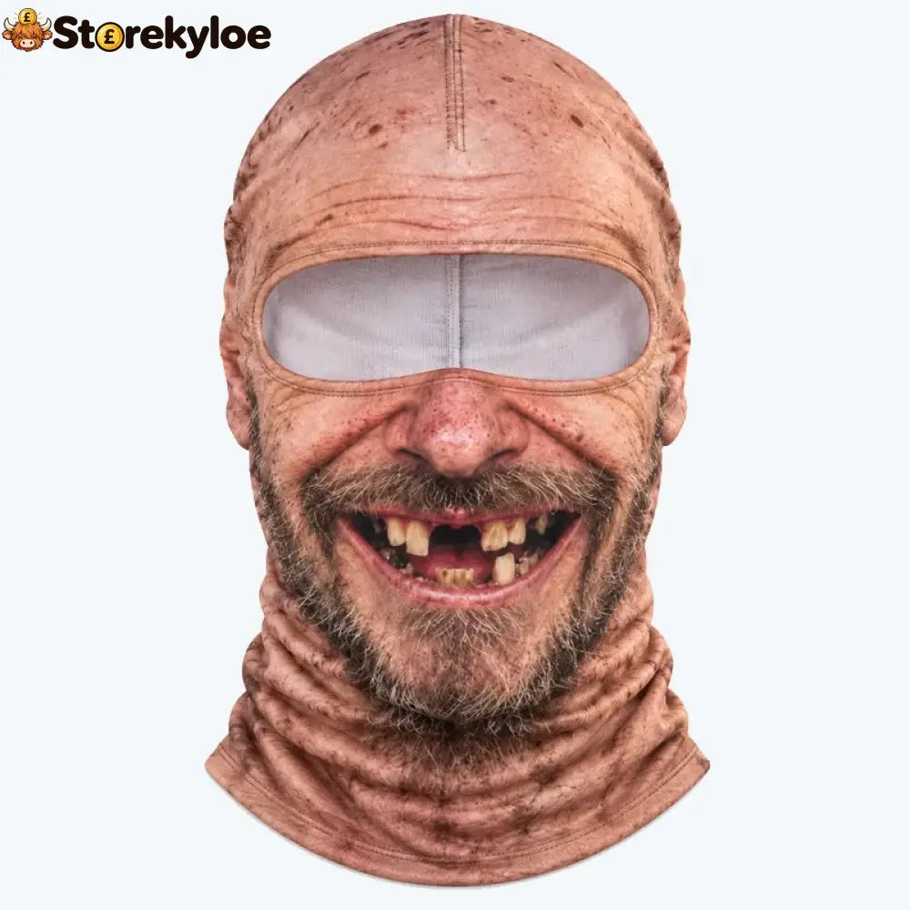 Funny Realistic Face Ski Mask – Hilarious Winter Party Gear for Outdoor Groups - Buck Teeth Smiling