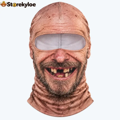 Funny Realistic Face Ski Mask – Hilarious Winter Party Gear for Outdoor Groups - Buck Teeth Smiling