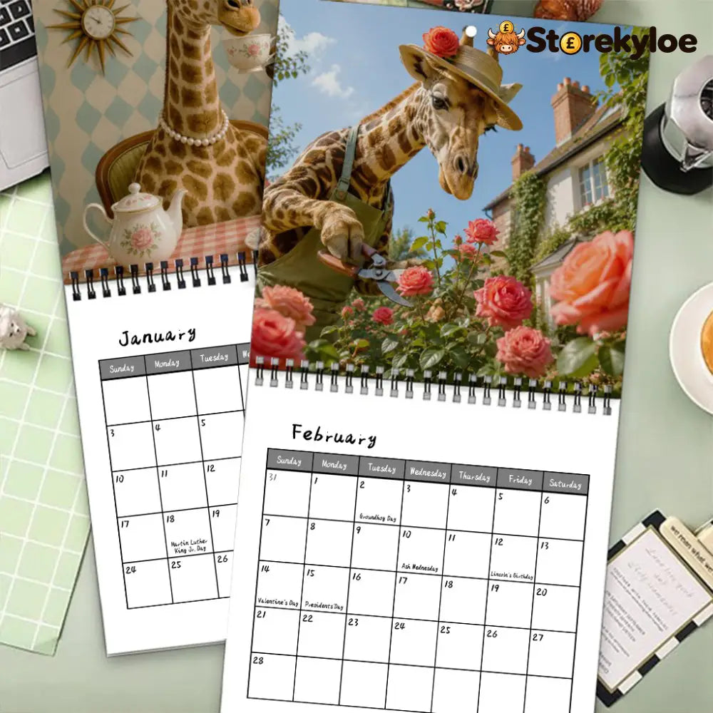 🦒 Funny Giraffe 2027 Wall Calendar – Music Sass & Long-Necked Charm - 2027 CALENDAR